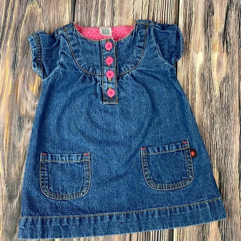 Carter’s Infant Blue & Pink Jean Dress- Size 12 months